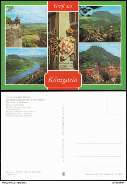 Königstein (Sächsische Schweiz) Blick vom Königstein, Lilienstein  1983