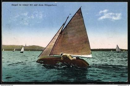 AK Berlin-Köpenick, Segelboot in einer Bö auf dem Müggelsee