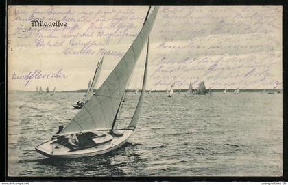 AK Berlin-Köpenick, Segelboote auf dem Müggelsee