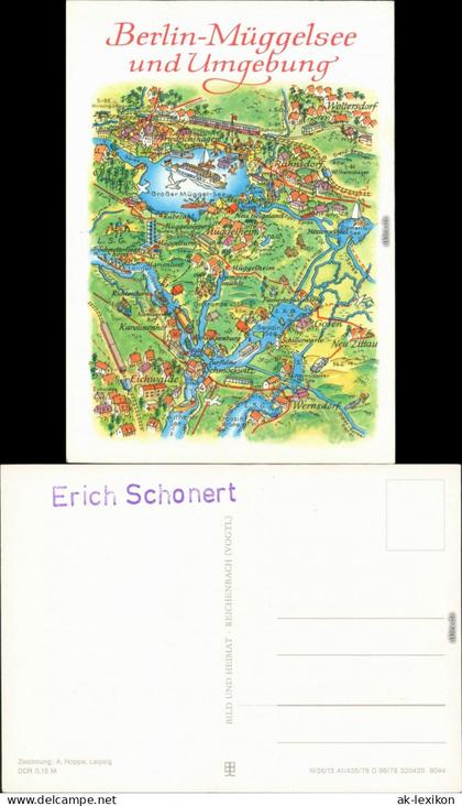 Ansichtskarte Köpenick-Berlin Landkarte: Berlin-Müggelsee und Umgebung 1978