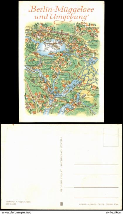 Ansichtskarte Köpenick-Berlin Landkarte: Berlin-Müggelsee und Umgebung 1979
