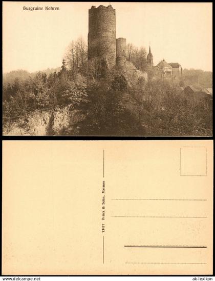 Ansichtskarte Kohren-Sahlis Burgruine Felsen 1925