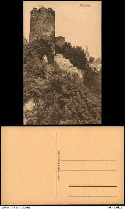 Ansichtskarte Kohren-Sahlis Burgruine Stadt 1920