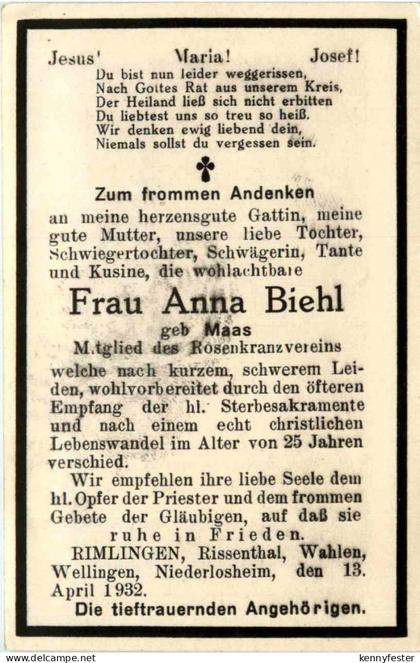 Todesanzeige - Rimlingen