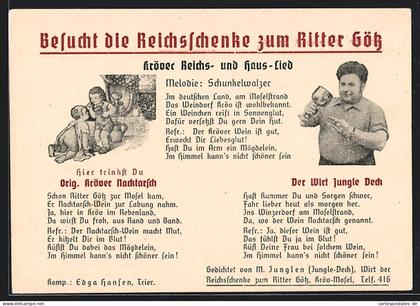 AK Kröv /Mosel, Reklamekarte der Reichsschenke zum Ritter Götz