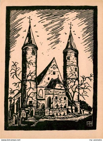 Landshut  Isar Kirche Heilig Blut Berg ob Landshut Linolschnitt