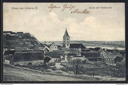 AK Lebus a. O., Kirche mit Totalansicht