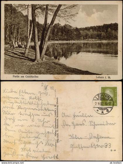 Ansichtskarte Lehnin-Kloster Lehnin Partie am Gohlitz-See 1932