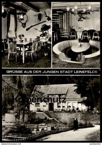 ÄLTERE POSTKARTE GRÜSSE AUS DER JUNGEN STADT LEINEFELDE KONSUM-WALDKLAUSE KÖHLERSGRUND WORBIS Thüringen AK Ansichtskarte