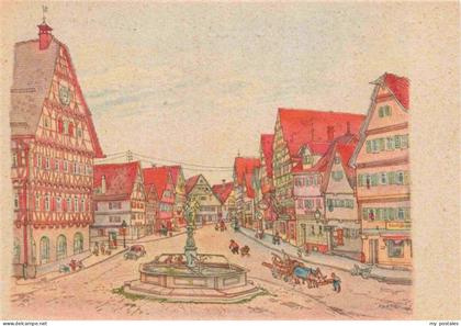 Leonberg  Wuerttemberg Marktplatz Aquarell von Hugo Frank Kuenstlerkarte