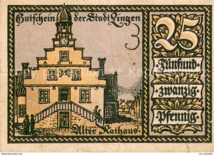 Lingen Ems 25 Pf Gutschein der Stadt Lingen Altes Rathaus