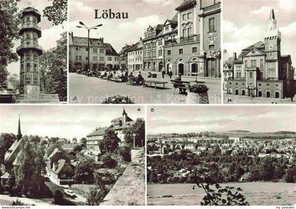 Loebau Sachsen Aussichtsturm Platz der Befreiung Rathaus Teilansicht Loebau Nord