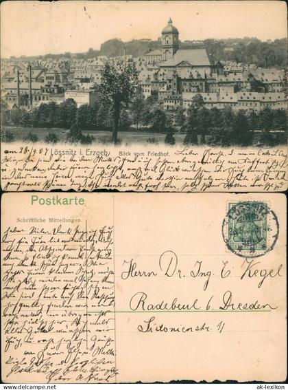 Lößnitz (Erzgebirge) Eis Lagerkeller Georg Schwarts, Stadtpartie 1913