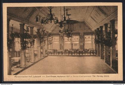 AK Hamburg-Lokstedt, Gaststätte Holsteinischer Hof Carl Kruse, Innenansicht Saal