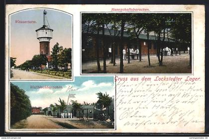 AK Hamburg-Lokstedt, Lockstedter Lager, Wasserturm, Mannschaftsbaracken, Wellblechbaracken