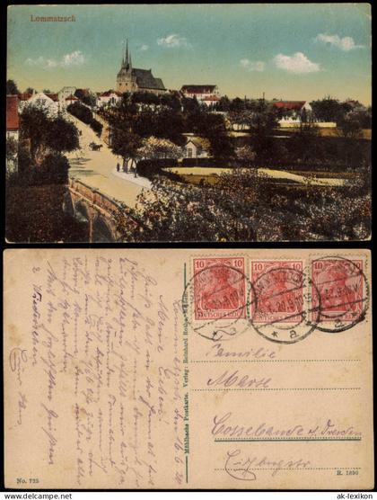 Ansichtskarte Lommatzsch Straßenpartie 1920