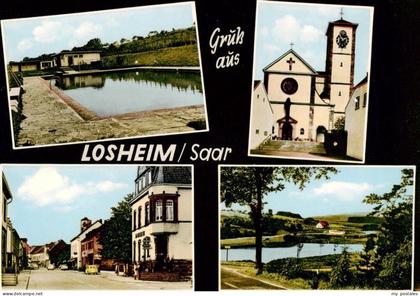 Losheim Saar See Teilansichten Freibad Kirche Panorama
