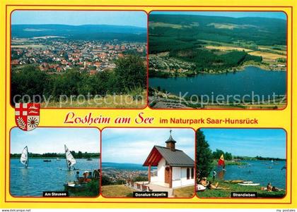 Losheim See Panorama Naturpark Mosel Saar Hunsrueck Stausee Strandleben Kapelle