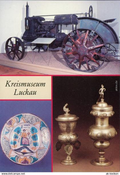 Luckau Łuków Kreismuseum: Traktor Universal, Tonteller, Stiftungswillkomm 1988