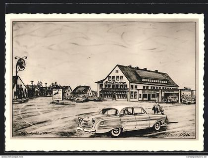 Künstler-AK Lübbecke /Westf., Das Hotel Deerberg