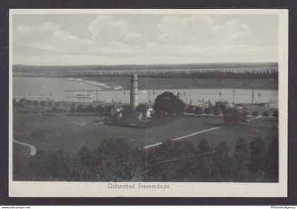 Vintage postcard Germany Travemunde lighthouse harbor panorama