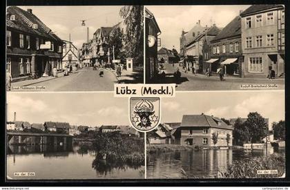 AK Lübz /Meckl., Ernst-Thälmann-Strasse, Rudolf-Breitscheid-Strasse, an der Elde
