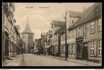 AK Lüchow, Partie in der Kirchstrasse mit Kirche