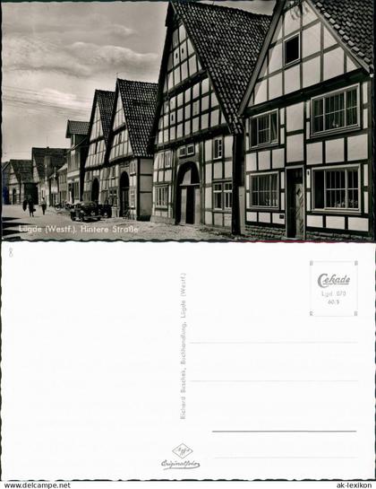 Ansichtskarte Lügde (Westfalen) Hintere Straße VW Käfer Beetle 1960