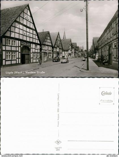 Ansichtskarte Lügde (Westfalen) Vordere Straße VW Käfer Beetle 1963