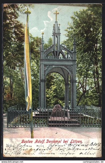 AK Lützen, Blick auf Gustav-Adolf-Denkmal