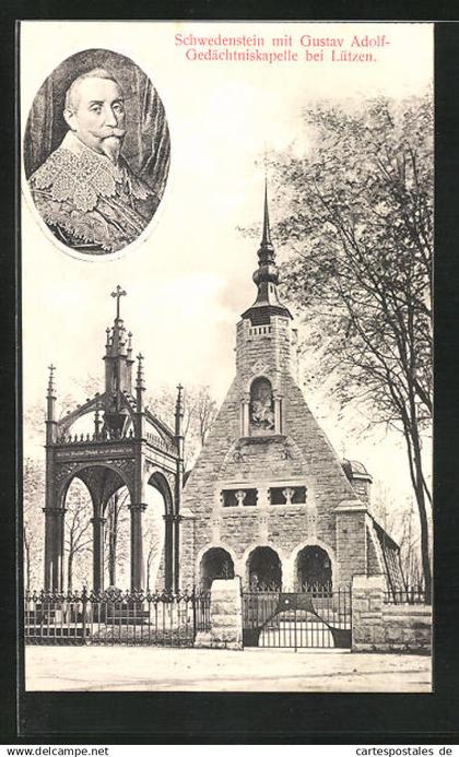 AK Lützen, Schwedenstein mit Gustav Adolf-Gedächtniskapelle