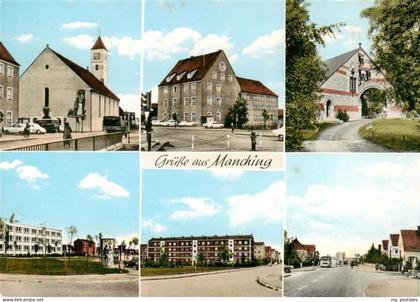 Manching Ortsansichten Kirche Wohnsiedlung Hochhaeuser