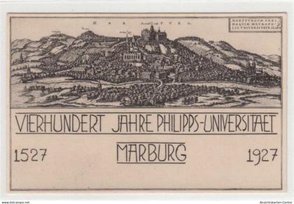 39086597 - Marburg, Federzeichnung. Marburg fuer 400 Jahre Philipps - Universitaet Marburg von 1527 - 1927 ungelaufen