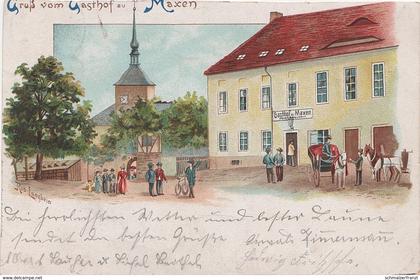 Litho AK Gruß Gasthof Maxen bei Kreischa Reinhardtsgrimma Glashütte Cunnersdorf Hausdorf Dohna Heidenau Dresden Langbein