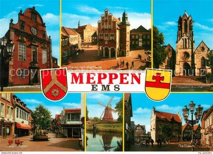 Meppen Kirche Markt Rathaus Bahnhofstrasse Windmuehle Wappen