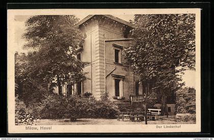 AK Milow /Havel, Der Lindenhof - Gartenansicht