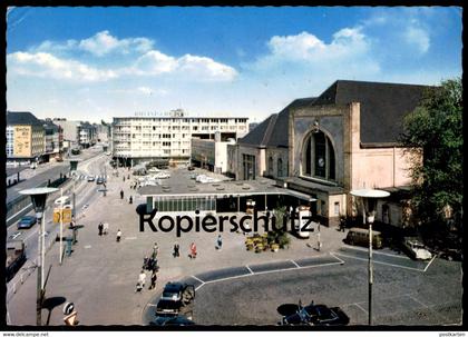 ÄLTERE POSTKARTE MÖNCHENGLADBACH HAUPTBAHNHOF Bahnhof gare station Hensen Bier beer Taxi cab military truck cpa postcard