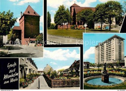 Monheim Rhein Staddtor Kirche Brunnen Hochhaus