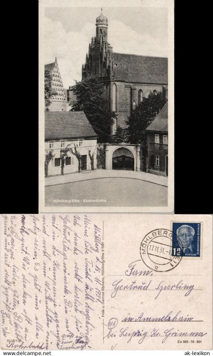 Ansichtskarte Mühlberg/Elbe Miłota Klosterkirche 1951