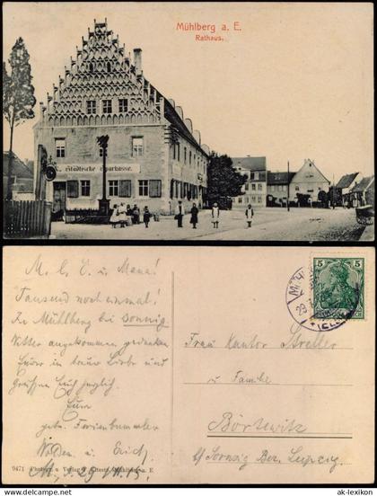 Ansichtskarte Mühlberg/Elbe Miłota Straßenpartie Marktplatz 1912