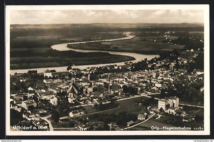 AK Mühldorf a. Inn, Gesamtansicht, Fliegeraufnahme