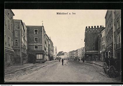 AK Mühldorf / Inn, Strassenpartie im Ortskern