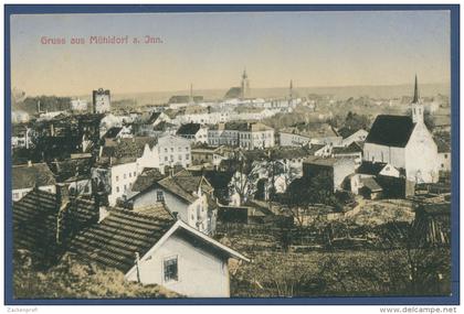 Gruß aus Mühldorf am Inn Ortsansicht, gelaufen Marke fehlt (AK542)
