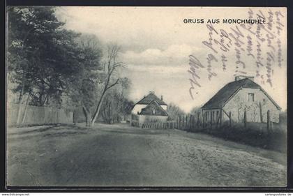 AK Mönchmühle b. Mühlenbeck, Gasthaus, von der Strasse gesehen
