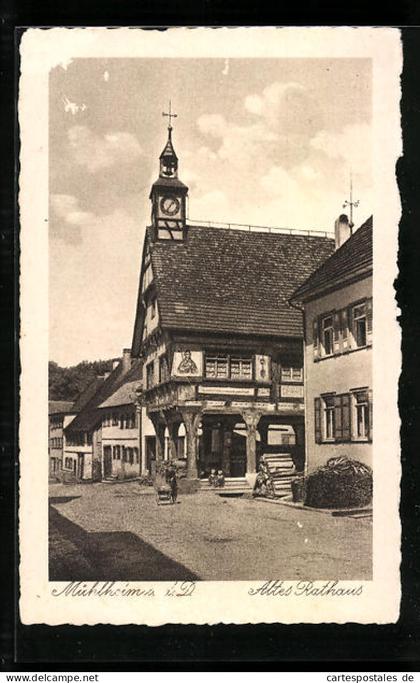 AK Mühlheim a. d. D., Strassenpartie mit Altem Rathaus