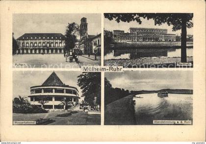 Muelheim Ruhr Rathaus Stadthalle Wasserbahnhof Abendstimmung an der Ruhr