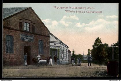 AK Hoppegarten bei Müncheberg, Gasthaus in der Aussenansicht, Inh. Wilhelm Schulz