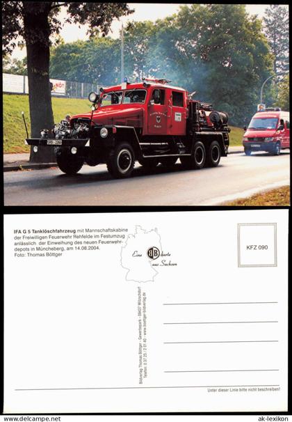 Ansichtskarte Müncheberg IFA G 5 Tanklöschfahrzeug Feuerwehr 2004