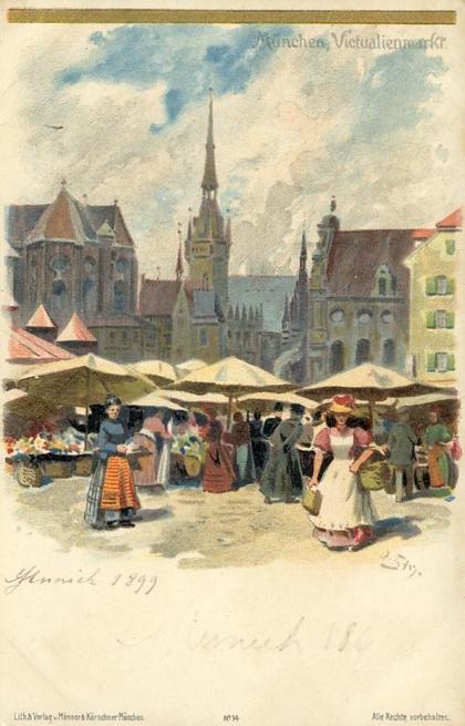 Allemagne - Munchen - München Victualienmarkt - 1899 - Illustrateur - Marché