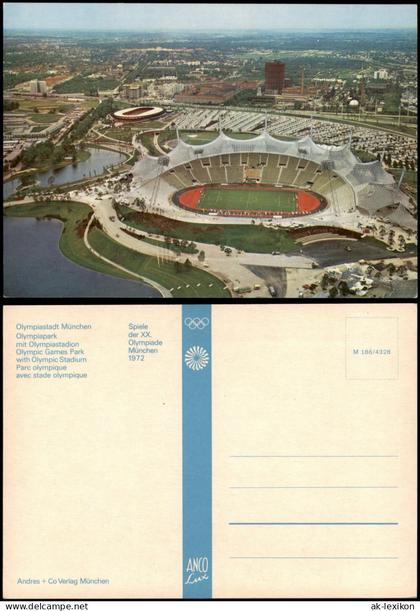Ansichtskarte München Olympia-Stadion Olympiapark v. Flugzeug aus 1972